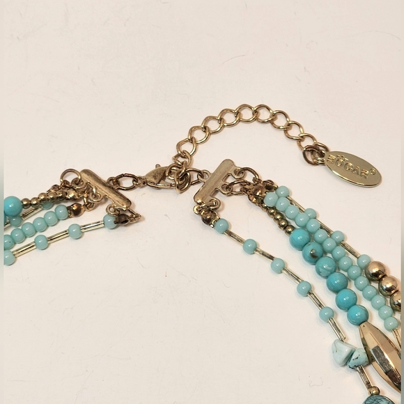 Bocar Goldtone and Faux Turquoise Multi-layered 4 Strand Necklace - Picture 10 of 12